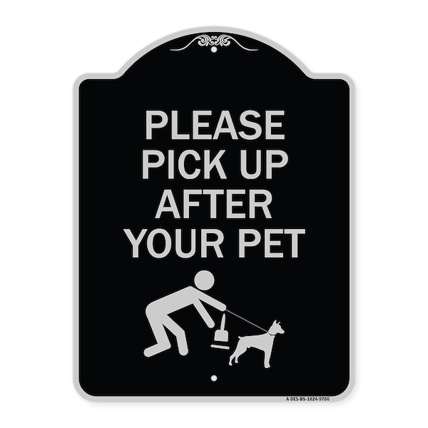 Designer Series-Please Pick Up After Your Pet Black & Silver, 24" x 18", BS-1824-9786